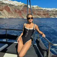 Women's Contrast Collar 1 Piece 2 Pieces Set One Piece Swimwear main image 1
