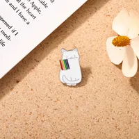 Japanese Cute Cartoon Enamel Bite Flag Kitty Brooch Animal Badge Ornament Clothes Simple Pin Buckle main image 1