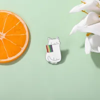 Japanese Cute Cartoon Enamel Bite Flag Kitty Brooch Animal Badge Ornament Clothes Simple Pin Buckle main image 3