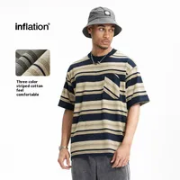 Jiezhan Men's Wear | Striped Pocket T-shirt  Spring And Summer New American Fashion Brand Loose Striped Short Sleeve Men's Top main image 1