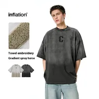 Jie Zhan Men's Wear | Alphabet Gradient Wash T-shirt  Spring And Summer American Street Spray Horse Heavy Embroidered Short Sleeve main image 1