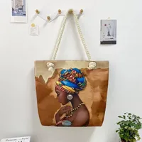 New Tote Bag Beach Bag Bart Color Painting Bag Cartoon Linen Canvas Bag Large Capacity Black Beauty main image 2