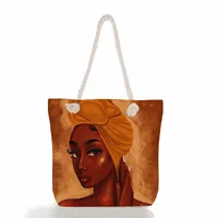 New Tote Bag Beach Bag Bart Color Painting Bag Cartoon Linen Canvas Bag Large Capacity Black Beauty main image 5