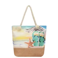 New Beach Bag New Style Linen Seaside Shoulder Bag Fashion Women's Bag Canvas Bag Hemp Rope Ethnic Style sku image 2