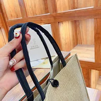 Printable Logo Pattern Linen Tote Bag Ladies Work Bag Portable Shopping Bag Large Capacity Lunch Bag main image 4