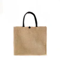 Printable Logo Pattern Linen Tote Bag Ladies Work Bag Portable Shopping Bag Large Capacity Lunch Bag main image 5