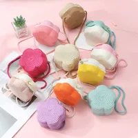 Summer Travel Straw Bag Flower Woven Bag Women's  New Children's Cute Straw Beach Bag Crossbody Seaside main image 1