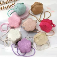 Summer Travel Straw Bag Flower Woven Bag Women's  New Children's Cute Straw Beach Bag Crossbody Seaside main image 3