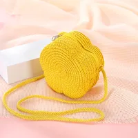 Summer Travel Straw Bag Flower Woven Bag Women's  New Children's Cute Straw Beach Bag Crossbody Seaside sku image 9