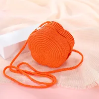 Summer Travel Straw Bag Flower Woven Bag Women's  New Children's Cute Straw Beach Bag Crossbody Seaside sku image 10