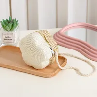 Summer Travel Straw Bag Flower Woven Bag Women's  New Children's Cute Straw Beach Bag Crossbody Seaside sku image 19