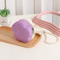 Summer Travel Straw Bag Flower Woven Bag Women's  New Children's Cute Straw Beach Bag Crossbody Seaside sku image 20