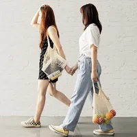 Spot Pure Cotton Bag Vegetable And Fruit Beach Woven Mesh Bag Satchel Supermarket Shopping Bag main image 2