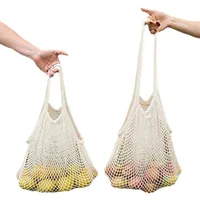 Spot Pure Cotton Bag Vegetable And Fruit Beach Woven Mesh Bag Satchel Supermarket Shopping Bag main image 5