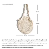 Spot Pure Cotton Bag Vegetable And Fruit Beach Woven Mesh Bag Satchel Supermarket Shopping Bag sku image 2