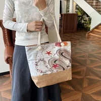 New Beach Bag New Style Linen Seaside Shoulder Bag Fashion Women's Bag Canvas Bag Hemp Rope Ethnic Style main image 3