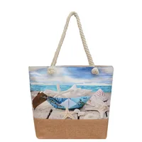 New Beach Bag New Style Linen Seaside Shoulder Bag Fashion Women's Bag Canvas Bag Hemp Rope Ethnic Style sku image 4