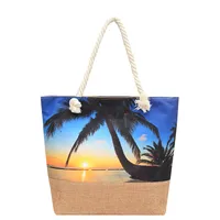 New Beach Bag New Style Linen Seaside Shoulder Bag Fashion Women's Bag Canvas Bag Hemp Rope Ethnic Style sku image 5