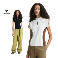 Jie Zhan Women's Wear | Riding Zipper T-shirt  Spring And Summer New Cool Pearl Outdoor Sports Contrast Color Cut Short Sleeve main image 1