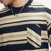 Jiezhan Men's Wear | Striped Pocket T-shirt  Spring And Summer New American Fashion Brand Loose Striped Short Sleeve Men's Top main image 2