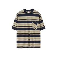 Jiezhan Men's Wear | Striped Pocket T-shirt  Spring And Summer New American Fashion Brand Loose Striped Short Sleeve Men's Top sku image 1
