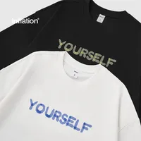 Jie Zhan Men's Wear | Letter Contrast Printed T-shirt  Spring/Summer New Pin Solona Cool American Couple Short Sleeve main image 1