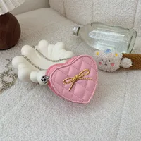 Children's Bag New Fashion Cute Bow Chain Shoulder Bag Girl's Stylish Crossbody Love Small Bag sku image 2