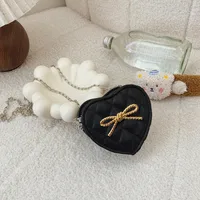 Children's Bag New Fashion Cute Bow Chain Shoulder Bag Girl's Stylish Crossbody Love Small Bag sku image 3