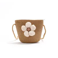 Summer Straw Bag Woven Bag Seaside Beach Cute Children's Straw Bag Tulip Flower Girls' Crossbody Bag main image 5