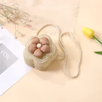 Summer Straw Bag Woven Bag Seaside Beach Cute Children's Straw Bag Tulip Flower Girls' Crossbody Bag sku image 36
