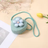 Summer Straw Bag Woven Bag Seaside Beach Cute Children's Straw Bag Tulip Flower Girls' Crossbody Bag sku image 28