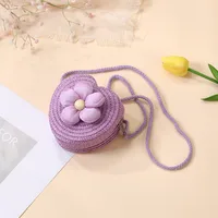Summer Straw Bag Woven Bag Seaside Beach Cute Children's Straw Bag Tulip Flower Girls' Crossbody Bag sku image 30