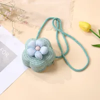Summer Straw Bag Woven Bag Seaside Beach Cute Children's Straw Bag Tulip Flower Girls' Crossbody Bag sku image 41