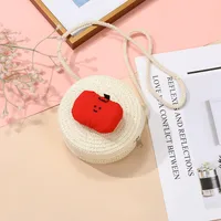 Summer Children's Bag Cute All-match Apple Straw Bag Woven Bag Seaside Vacation Straw Bag Little Girl Crossbody Bag sku image 13