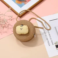 Summer Children's Bag Cute All-match Apple Straw Bag Woven Bag Seaside Vacation Straw Bag Little Girl Crossbody Bag sku image 15