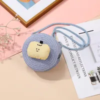 Summer Children's Bag Cute All-match Apple Straw Bag Woven Bag Seaside Vacation Straw Bag Little Girl Crossbody Bag sku image 11