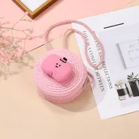 Summer Children's Bag Cute All-match Apple Straw Bag Woven Bag Seaside Vacation Straw Bag Little Girl Crossbody Bag sku image 7