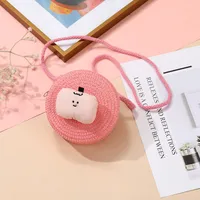 Summer Children's Bag Cute All-match Apple Straw Bag Woven Bag Seaside Vacation Straw Bag Little Girl Crossbody Bag sku image 20
