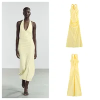 Women's Sheath Dress Elegant Halter Neck Sleeveless Solid Color Midi Dress Holiday Banquet main image 1