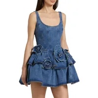 Flower Double Layer Denim Strap Skirt    Spring New Casual Style Strap Denim Skirt main image 2