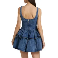 Flower Double Layer Denim Strap Skirt    Spring New Casual Style Strap Denim Skirt main image 3