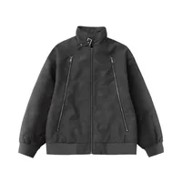 INF Men's Wear | Double Zip Wash Water Pattern PU Leather Jacket Coat  Fall/Winter New Fashion Brand American Street Jacket sku image 1