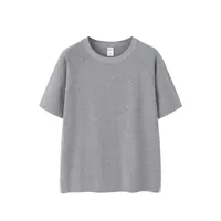 Jie Zhan Men's Wear | Heavy Hemp Cotton American Shoulder T-shirt  Spring/Summer New Hems Split 250g Retro Short Sleeve sku image 4
