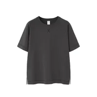 Jie Zhan Men's Wear | Heavy Hemp Cotton American Shoulder T-shirt  Spring/Summer New Hems Split 250g Retro Short Sleeve sku image 9