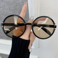 Cute Vintage Style Simple Style Solid Color Ac UV400 Protection Round Frame Full Frame Glasses main image 1