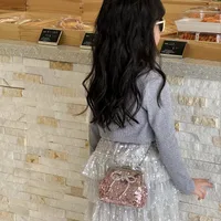 Fashion Sequins Girl Shoulder Bag Cute Bow Clip Mini Baby Messenger Bag New Chain Children's Bag main image 2