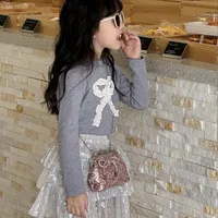 Fashion Sequins Girl Shoulder Bag Cute Bow Clip Mini Baby Messenger Bag New Chain Children's Bag main image 4