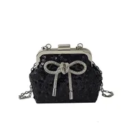 Fashion Sequins Girl Shoulder Bag Cute Bow Clip Mini Baby Messenger Bag New Chain Children's Bag sku image 3