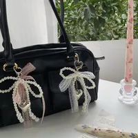 Girl's Heart Lace Pearl Bow Bag Pendant Ins Style Keychain AirPods Accessories Love Pendant main image 1
