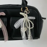 Girl's Heart Lace Pearl Bow Bag Pendant Ins Style Keychain AirPods Accessories Love Pendant main image 2